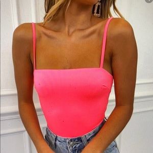 ✨ hot pink white fox boutique bodysuit ✨